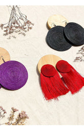 Circular Sisal Earrings (Black)